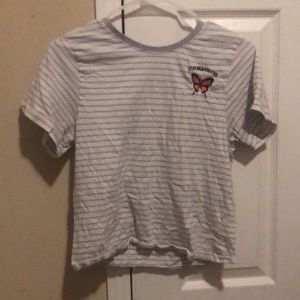 Purple and white striped t shirt